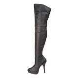 Schwarz Leder 13,5 cm INDULGE-3011 Overknee Stiefel für Männer