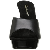 Schwarz Leder 14 cm COCKTAIL-501L Plateau Pantoletten Mules