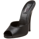 Schwarz Leder 15 cm DOMINA-101 Damen Mules Schuhe