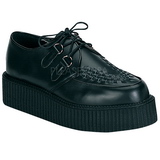 Schwarz Leder 5 cm CREEPER-402 Plateau Creepers Schuhe Herren