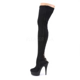 Schwarz Lycra 15 cm DELIGHT-3003 Overknees Damenstiefel