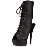 Schwarz Matt 15,5 cm DELIGHT-1016 Open Toe Plateau Stiefeletten