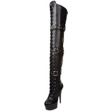 Schwarz Matt 15,5 cm DELIGHT-3028 Overknees Damenstiefel