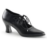 Schwarz Matt 7 cm retro vintage VICTORIAN-03 pumps mit niedrigem absatz