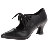 Schwarz Matt 7 cm retro vintage VICTORIAN-03 pumps mit niedrigem absatz