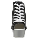 Schwarz Neon 15 cm DELIGHT-600SK-01 Leinenstoff high heels chucks