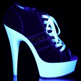 Schwarz Neon 15 cm DELIGHT-600SK-01 Leinenstoff high heels chucks