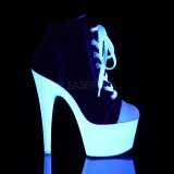 Schwarz Neon 18 cm ADORE-700SK-02 Leinenstoff high heels chucks
