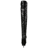 Schwarz Pailletten 15 cm PLEASER BLONDIE-R-3011 Plateau Überkniestiefel