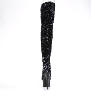 Schwarz Pailletten 20 cm ADORE-3020 exotic poledance overkneestiefel