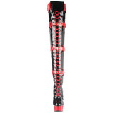 Schwarz Rot 15,5 cm MEDIC-3028 Plateau Overknee Stiefel