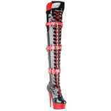 Schwarz Rot 15,5 cm MEDIC-3028 Plateau Overknee Stiefel