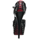 Schwarz Rot 15 cm DELIGHT-660FH Korsett High Heels Schuhe