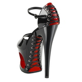 Schwarz Rot 18 cm MOON-760FH Korsett High Heels Schuhe