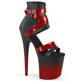 Schwarz Rot 20 cm FLAMINGO-800-15 plateauschuhe high heels