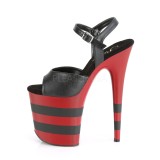 Schwarz Rot 20 cm FLAMINGO-809SR pleaser high heels mit plateau