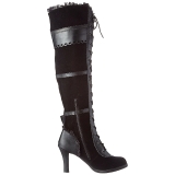 Schwarz Samt 9,5 cm GLAM-300 Overknees Damenstiefel