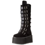Schwarz Samt 9 cm DAMNED-318 plateau damenstiefel mit schnalle