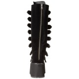 Schwarz Samt 9 cm DAMNED-318 plateau damenstiefel mit schnalle