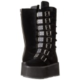 Schwarz Samt 9 cm DAMNED-318 plateau damenstiefel mit schnalle
