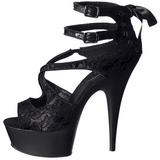 Schwarz Satin 15 cm Pleaser DELIGHT-678LC Plateau High Heels