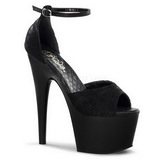 Schwarz Satin 18 cm Pleaser ADORE-768 Plateau High Heels