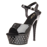 Schwarz Strass 15 cm STARDUST-609 Damenschuhe mit hohem Absatz