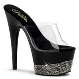 Schwarz Strass 18 cm Pleaser ADORE-701-3 Plateau Mules High Heels