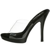 Schwarz Transparent 13 cm Fabulicious LIP-101 Plateau Mules High Heels