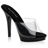 Schwarz Transparent 13 cm Fabulicious LIP-101 Plateau Mules High Heels