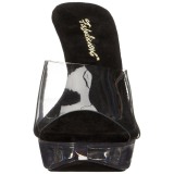 Schwarz Transparent 14 cm COCKTAIL-501 Plateau Mules Schuhe