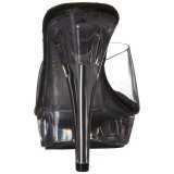 Schwarz Transparent 14 cm COCKTAIL-501 Plateau Mules Schuhe