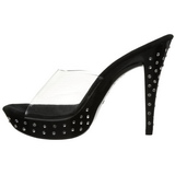 Schwarz Transparent 14 cm COCKTAIL-501SDT Mules Strass Heel