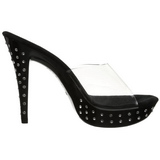 Schwarz Transparent 14 cm COCKTAIL-501SDT Mules Strass Heel