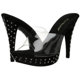 Schwarz Transparent 14 cm COCKTAIL-501SDT Mules Strass Heel