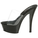 Schwarz Transparent 15,5 cm KISS-201 Plateau High Mules