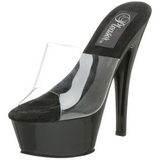 Schwarz Transparent 15,5 cm KISS-201 Plateau High Mules