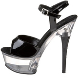 Schwarz Transparent 15 cm CAPTIVA-609 Plateau High Heels