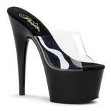 Schwarz Transparent 18 cm ADORE-701 Plateau High Mules