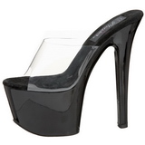 Schwarz Transparent 18 cm PLEASER SKY-301 Plateau High Mules