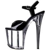 Schwarz Transparent 20 cm Pleaser FLAMINGO-809 Plateau High Heels