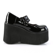 Schwarz Vegan 11,5 cm DemoniaCult KERA-08 mary jane plateau pumps