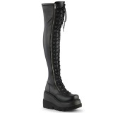 Schwarz Vegan 11,5 cm SHAKER-374 overknee stiefel mit schnürung