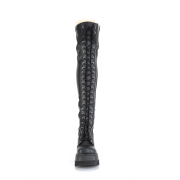 Schwarz Vegan 11,5 cm SHAKER-374 overknee stiefel mit schnürung