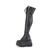 Schwarz Vegan 11,5 cm SHAKER-374 overknee stiefel mit schnürung