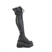 Schwarz Vegan 11,5 cm SHAKER-374 overknee stiefel mit schnürung