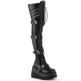 Schwarz Vegan 11,5 cm SHAKER-420 overknee stiefel mit schnürung