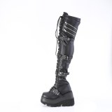 Schwarz Vegan 11,5 cm SHAKER-420 overknee stiefel mit schnürung