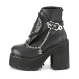 Schwarz Vegan 12 cm ASSAULT-55 lolita plateau stiefeletten mit blockabsatz
