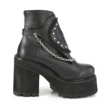 Schwarz Vegan 12 cm ASSAULT-55 lolita plateau stiefeletten mit blockabsatz